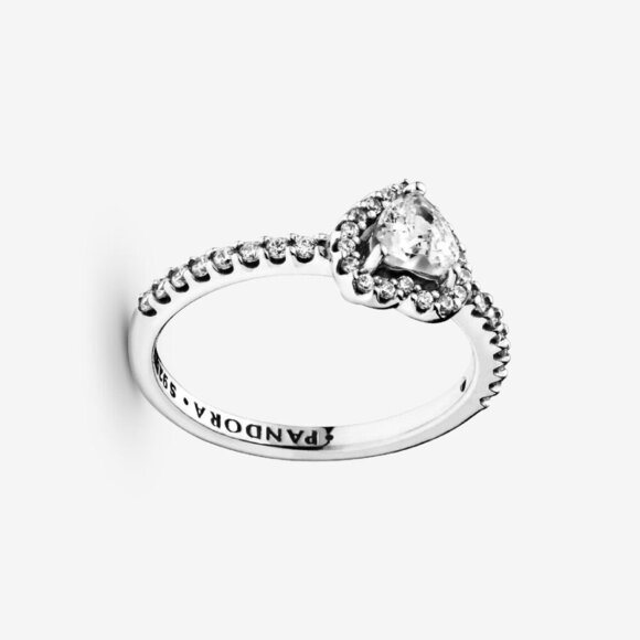 Women's Elevated Heart Ring Sterling Silver Elevated Cubic Zirconia Each Stone’s - Picture 1 of 5